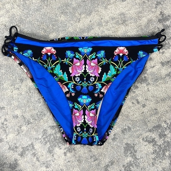 NWT Nanette Lepore Coquette Bikini in Damask Floral Multi Top Bottom Swim Sz L - Picture 4 of 14